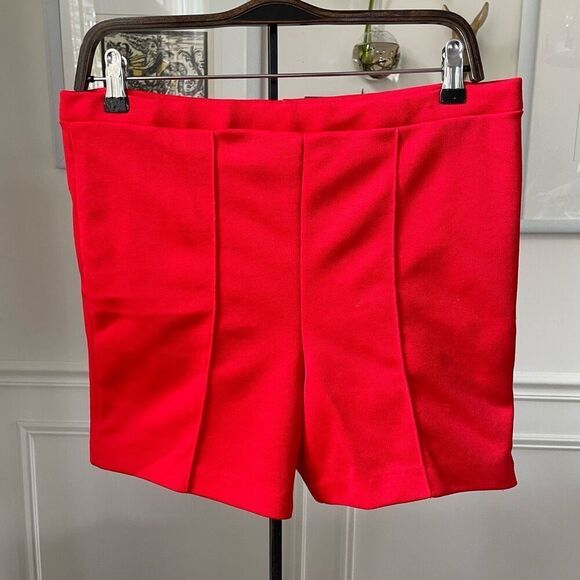 Vintage Polyester Red Pull On Shorts L 12 5” - Picture 1 of 6